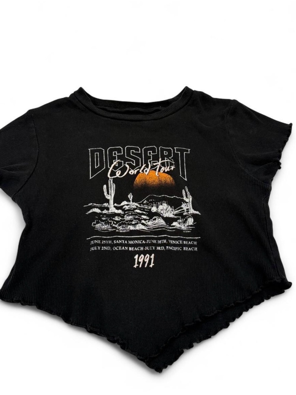 Social Culture Black Desert World Tour Graphic Crop Baby Tee